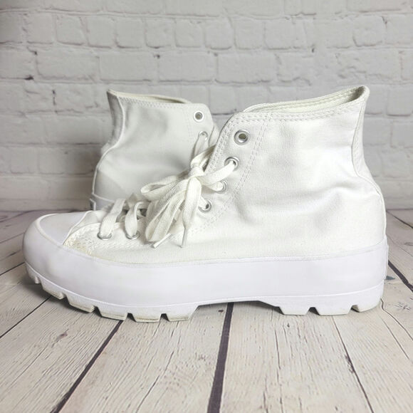 Converse Chuck Taylor All Star Lugged High White Platform Shoes Womens Size 11 - Picture 2 of 9